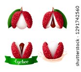 single opened lychee fruits... | Shutterstock .eps vector #1291742560