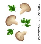 single oyster mushrooms with... | Shutterstock .eps vector #2022039389