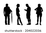 black silhouettes of asian men... | Shutterstock . vector #204022036