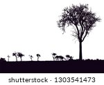 silhouette of tree  bush with... | Shutterstock .eps vector #1303541473