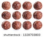 Chocolate corn balls isolated on white background. Collection with clipping path.