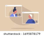 video call conference  working... | Shutterstock .eps vector #1695878179