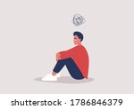 young depressed male character... | Shutterstock .eps vector #1786846379