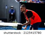 Small photo of MELBOURNE, AUSTRALIA - JANUARY 23: Nick Kyrgios in his doubles match with Thanasi Kokkinakis, against Ariel Behar and Gonzalo Escobar in the 2022 Australian Open at M