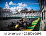 Small photo of MELBOURNE, AUSTRALIA - MARCH 31: Max Verstappen drives the Oracle Red Bull Racing RB19 during practice in the 2023 Australian Grand Prix at Albert Park in Melbourne, Australia