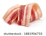 Raw bacon, isolated on white background.