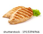 Chicken breast, grilled meat, isolated on white background.