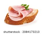 Boiled ham sandwich, isolated on white background