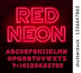 red neon alphabet font. red... | Shutterstock .eps vector #1336647863