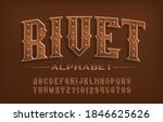 rivet alphabet font. steampunk... | Shutterstock .eps vector #1846625626