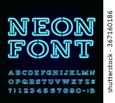 alphabet font. blue neon light... | Shutterstock .eps vector #367160186
