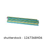 Small photo of Colourly striped plastic drinking straws, white underground background