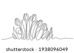 tulips flowers row border.... | Shutterstock .eps vector #1938096049