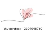 two hearts continuous one line... | Shutterstock .eps vector #2104048760