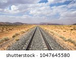 Railway tracks on the countryside of Algeria