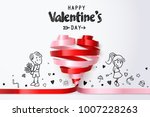 twirl red and pink heart ribbon ... | Shutterstock .eps vector #1007228263