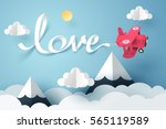paper art of love calligraphy... | Shutterstock .eps vector #565119589