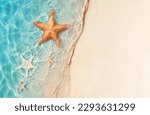 Starfish on the sand beach in...