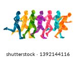 running marathon  people run ... | Shutterstock .eps vector #1392144116
