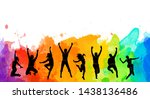 colorful happy group people... | Shutterstock . vector #1438136486
