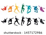 skate people silhouettes... | Shutterstock .eps vector #1457172986