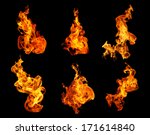 Fire flames collection isolated ...
