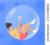 the girl in the bubble drinking ... | Shutterstock .eps vector #1721158606