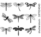 Dragonflies  Black Silhouettes...