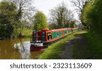 Small photo of WRENBURY, CHESHIRE, ENGLAND - APRIL 22, 2023: Narrow boats on the Llangollen canal, at Wrenbury Cheshire.