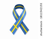swedish flag stripe ribbon on... | Shutterstock . vector #1811542153