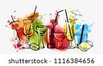 cocktails banner. watercolor... | Shutterstock .eps vector #1116384656