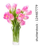 Pink Tulips Bouquet In Vase...