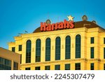 Small photo of New Orleans, LA - February 11, 2016: Exterior of Harrahs Casino at sunset.