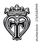 monogram of letter t with heart ... | Shutterstock . vector #1765183949