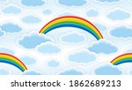 clouds and rainbows. endless... | Shutterstock . vector #1862689213