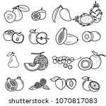 fruit icon set vector draw... | Shutterstock .eps vector #1070817083