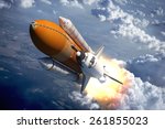 Space Shuttle Flying Over The...