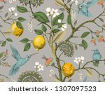 floral vector seamless pattern. ... | Shutterstock .eps vector #1307097523