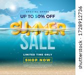 summer sale design with 3d... | Shutterstock .eps vector #1728912736