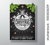 vector merry christmas party... | Shutterstock .eps vector #500303659