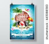 vector summer beach party flyer ... | Shutterstock .eps vector #665088583