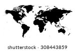 world map black silhouette map | Shutterstock .eps vector #308443859