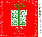 happy new year 2016  vintage... | Shutterstock .eps vector #300307916