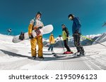 Group of tourists skiers and...