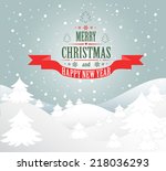 merry christmas greeting card... | Shutterstock .eps vector #218036293