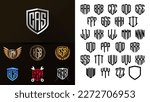 3 Letter monogram shield for logo, embroidery or initials emblem