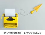 Retro Typewriter With Yellow...