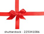 red ribbon with bow on white... | Shutterstock . vector #225341086