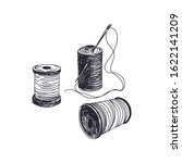 thread spools with needles hand ... | Shutterstock .eps vector #1622141209