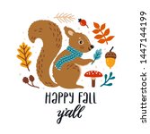 vector autumn card with smiling ... | Shutterstock .eps vector #1447144199
